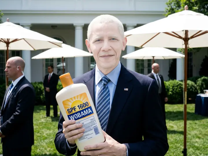 Sunscreen on the portrait like a state visit.