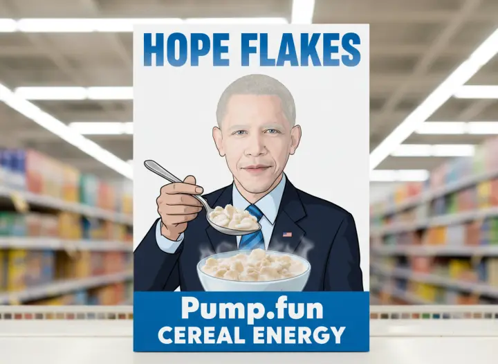 A cereal box called Hope Flakes with the pale face on the front.
