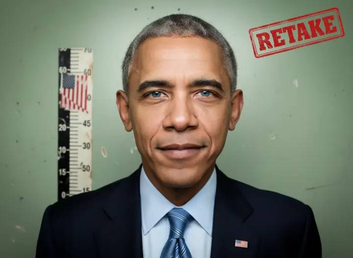 A brutal DMV photo of the pale portrait, stamped retake.