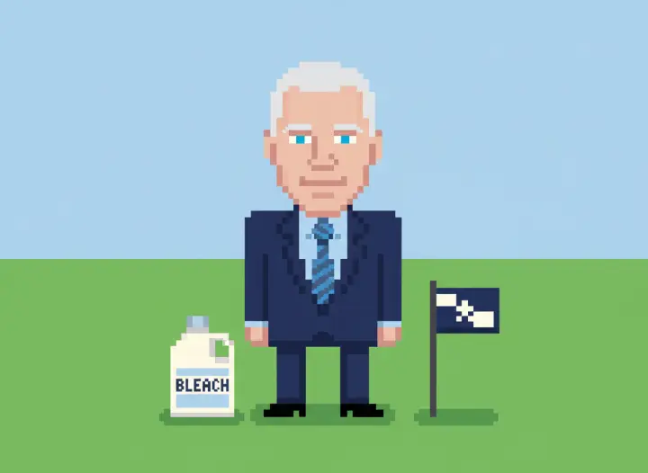 A 16-bit sprite of the pale portrait on a flat lawn.